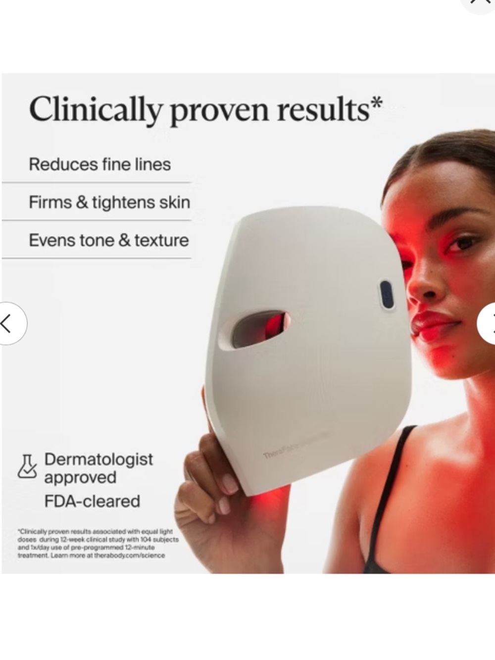 LED Light Therapy Facial Mask - White with Red Glow